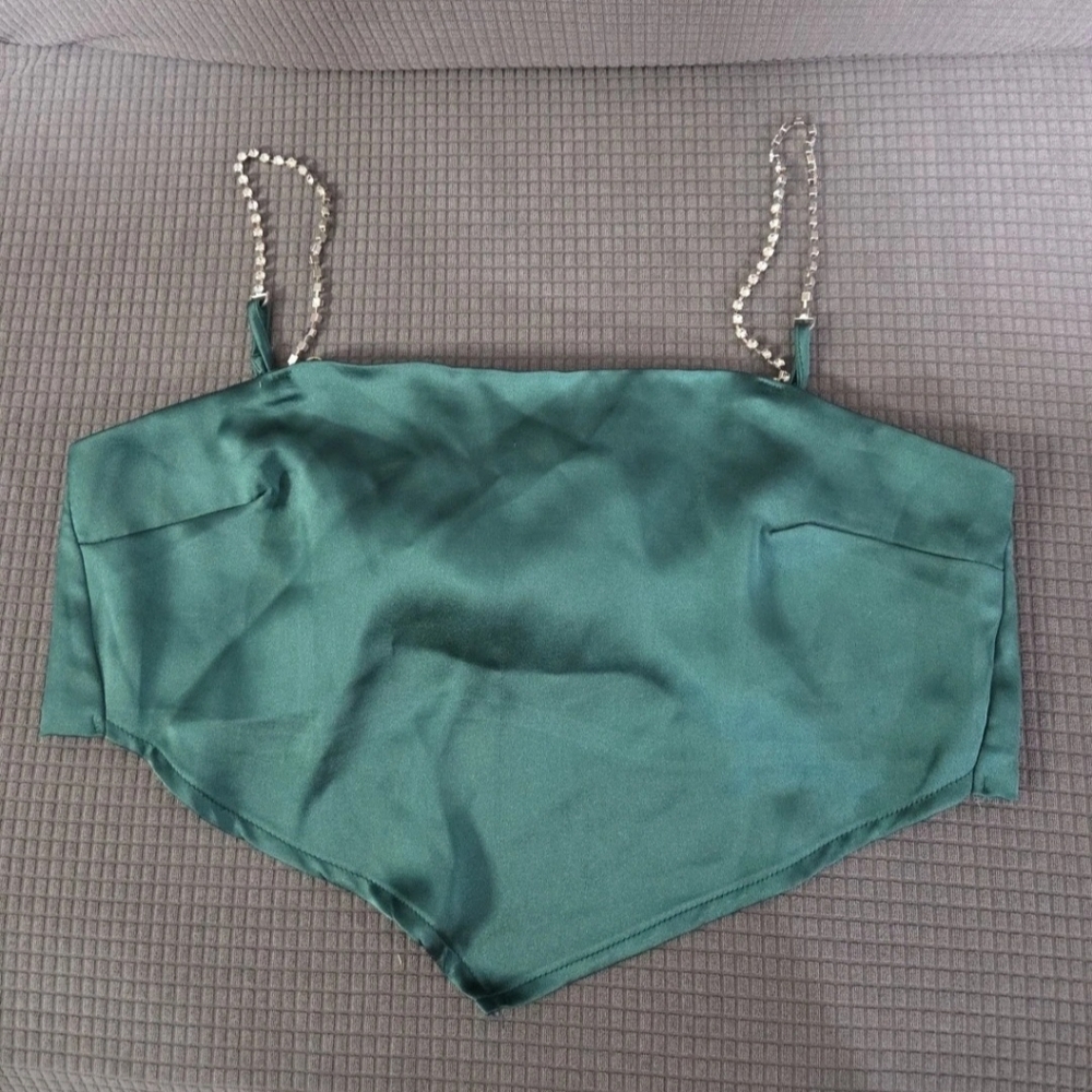 Garage ~ Green Polyester Tie Tank Top ~ Size P/S